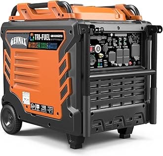 - GENMAX Tri Fuel Generator,10500-Watt 458cc Tri Fuel Gasoline Propane Natural Gas Portable 50A Generator with Remote Start,Ideal for Home backup power.