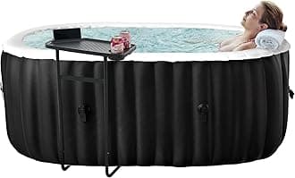 75" X 47" X 25" Hottub,1-2 Person Inflatable Hot Tub, Portable Blow Up Hot Tub Oval Portable Outdoor Spa with 100 Bubble Jets and Built in Heater Pump, Filter