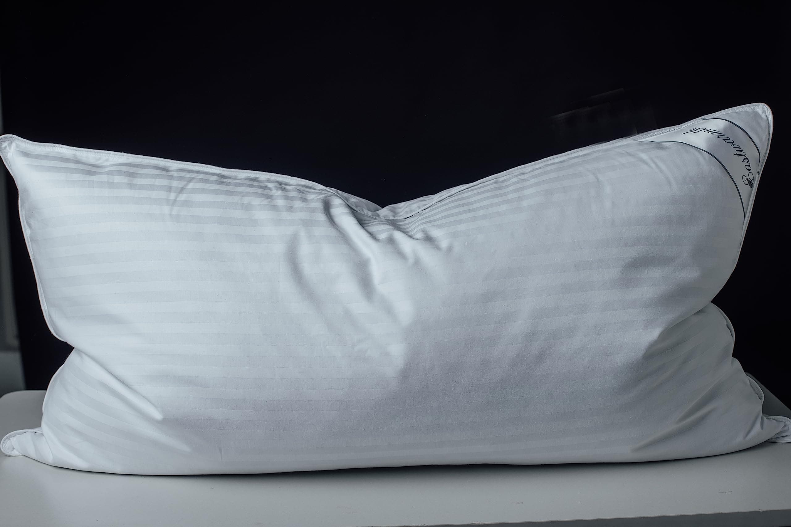 Goose Down Feather Soft Pillows One Pillow 100% Cotton Supportive Bed Pillow Stripe White Color King Size 20x36 inch