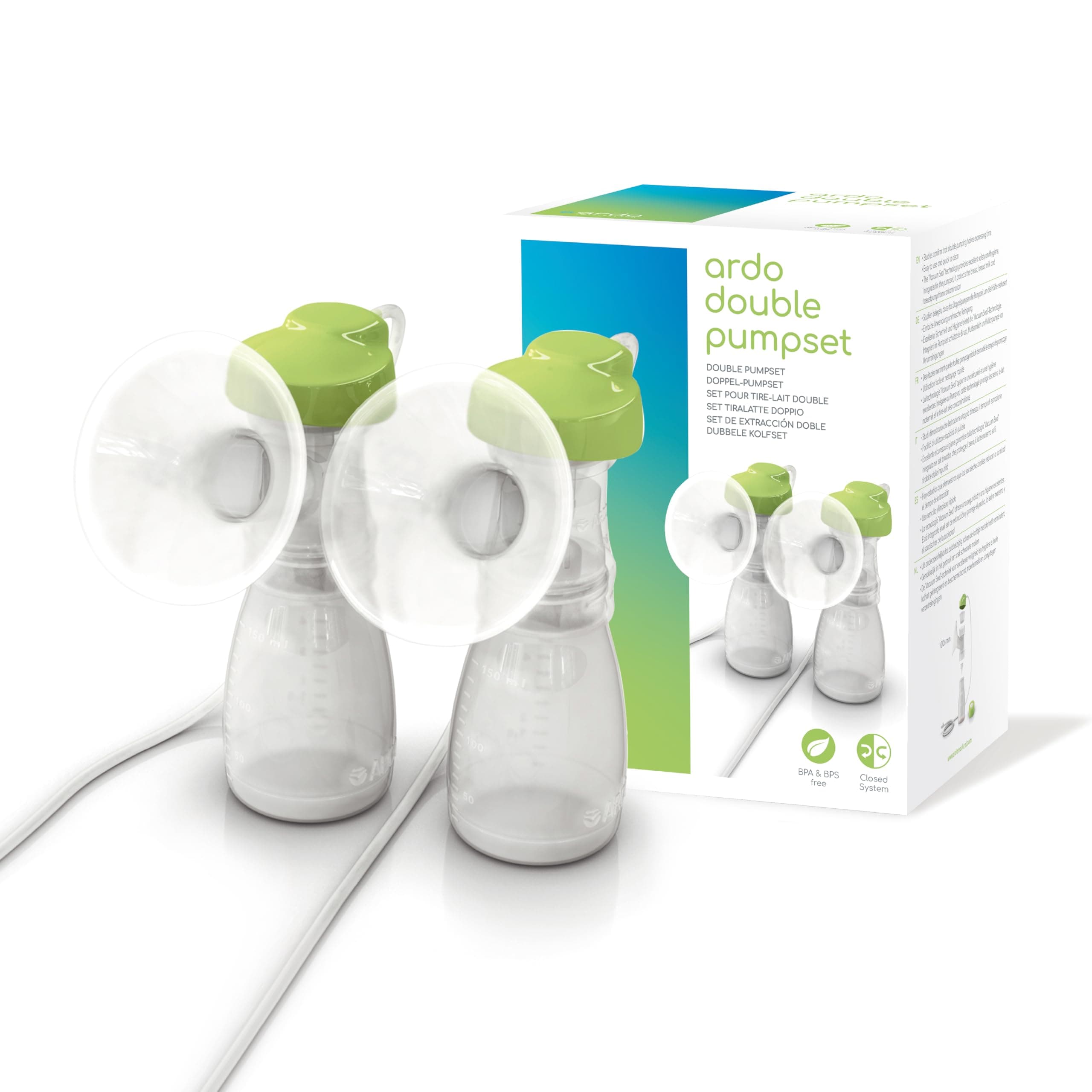 Ardo Double Pump Set - Compatible with All Ardo Breast Pumps. Extra Pumping Set for Breast Pump. BPA Free Replacement Breastfeeding Accessories. Pumpset Spare Parts with Bottles.