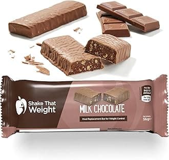 Shake That Weight Milk Chocolate Meal Bars, 13.8g Protein, Gluten-Free, Low Sugar Meal Replacement Bars for Weight Loss, High Fibre, Vegetarian