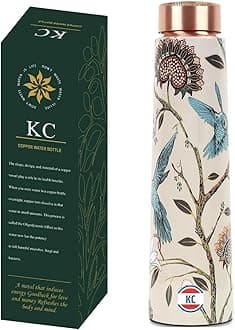 KC Pure Copper Designer Water Bottle with Advanced Leak Proof Protection, Ayurveda and Yoga Health Benefits. (1000ml, 1Unit, Tower Shape)