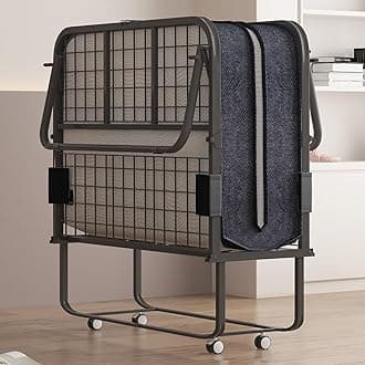 Folding Bed with 4” Memory Sponge, Portable Foldable Cot Guest Bed for Adults, Space Saving Fold Up Rollaway Beds, Soft Padded Rollaway Sleeping Beds - 75 x 31 Inch