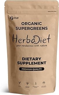 Organic Super Greens Superfood Powder|100 Gram|Wheatgrass,Spirulina,Chlorella&Barley|Vegan,Chlorophyll&Vitamins Rich|Energy Booster&Detox