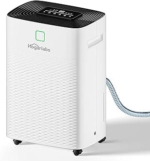 HOGARLABS 100 Pints Dehumidifier for Basement Home, Smart Silent Dehumidifier with Drain Hose, 1.32 Gal Water Tank, Intelligent Humidity Control, 24H Timer, for Large Room Bathroom Bedroom