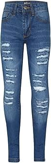 Girls Ripped Jeans Comfort Skinny Stretch Jeans Lightweight Stretchable Denim Cotton Pants Age 3-14 Years