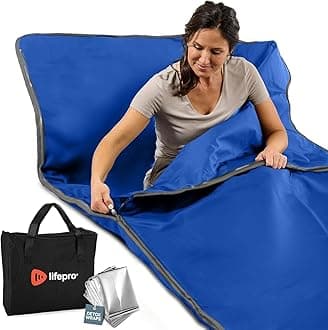 LifePro RejuvaWrap Infrared Sauna Blanket for Detox & Relaxation – Low EMF Carbon Fiber Heating, 9 Temp Levels, 5 Colors – Portable Sauna Blanket Infrared with Waterproof Interior & Carry Bag