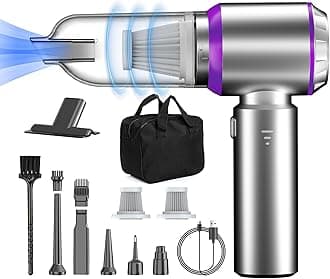 Car Vacuum Cleaner Cordless, Mini Vacuum Cleaner 22000PA High Suction, 4-in-1 Compressed Air Duster & Air Blower & Pump, Portable Handheld Vacuum with Brushless Motor for Home Camping (Purple)