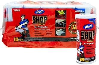 Scott Shop 10-Pack 55 Towels Per Roll, 11" X 10.4" Sheet Size, Absorbs Liquids, Oils and Grease, 11 X 10.4 inches