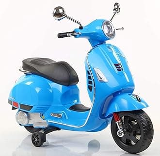 Don't Cry Vespa Scooter New Edition For Kids: Electric Ride-On With Foot Accelerator, Ages 3-7, Pink, Red, Blue (Blue)