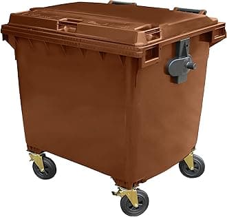 Brown 1100 ltr 4 Wheel Wheelie Bin - Large Size 4-Wheel Wheelie Bin - Tough & Durable - For All Your Outdoor Rubbish & Recycling - EN840 Certified & Tested