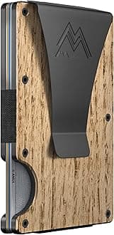 Mountain Voyage Minimalist Wallet for Men & Women - Slim RFID Wallet, Scratch Resistant, Credit Card Holder & Money Clip, Easily Removable Money & Cards, Mens & Womens Wallets (Beech Wood Carbon)