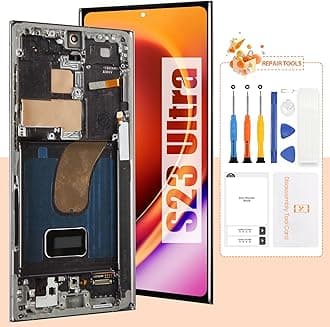 OLED Screen for Samsung Galaxy S23 Ultra Screen Replacement for S23 Ultra LCD Screen SM-S918B Touch Display Digitizer Assembly Repair Parts with Frame(with Fingerprint Function)(Only Fit US Version