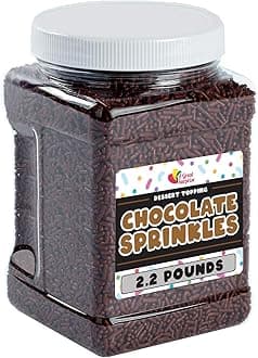 A Great Surprise Chocolate Sprinkles - 2.2 Pounds - Chocolate Jimmies for Ice Cream - Holiday Toppings for Baking, Cake Decorating, Cookies, Cupcake
