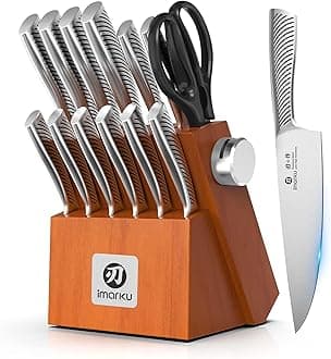 Knife Set, 14 Piece Premium Japanese High-Carbon Stainless Steel Knife Block Set, Ultra-Sharp Kitchen Knife Set with Sharpener, Ideal Home Cooking Gift for Women