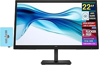 22" Series 3 Pro 322pv FHD Monitor with 5 ms Response Time, Anti-Glare, Flicker Free, VESA Mount (100x100mm), HDMI, VGA & Dockztorm USB Port Expander, Black (9U5A2AA#ABA) (2026 Latest Model)