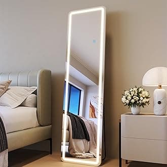 WISSMIELS Full Length Mirror with LED Lights - 16"x 60" LED Mirror Full Length Floor Mirror Full Body Mirror for Bedroom Wall Mounted Free Standing