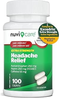Headache Relief with Acetaminophen 250 mg, Aspirin (NSAID) 250 mg, Caffeine 65 mg - Temporary Relief of Minor Aches & Pains - Compare to Excedrin Extra Strength Pain Reliever (100 Caplets)