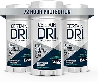 Extra Strength Clinical Antiperspirant Solid Deodorant, Hyperhidrosis Treatment for Men & Women, Powder Fresh, 1.7oz (3 Pack)