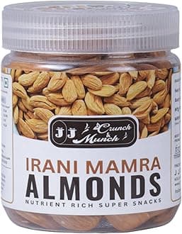 Mamra Almonds (Badam) - Grade AAA Quality, Bold Size, 100% Natural, Dry Nuts, Healthy Food More Nutritious, by J J Crunch N Munch, 120 grams
