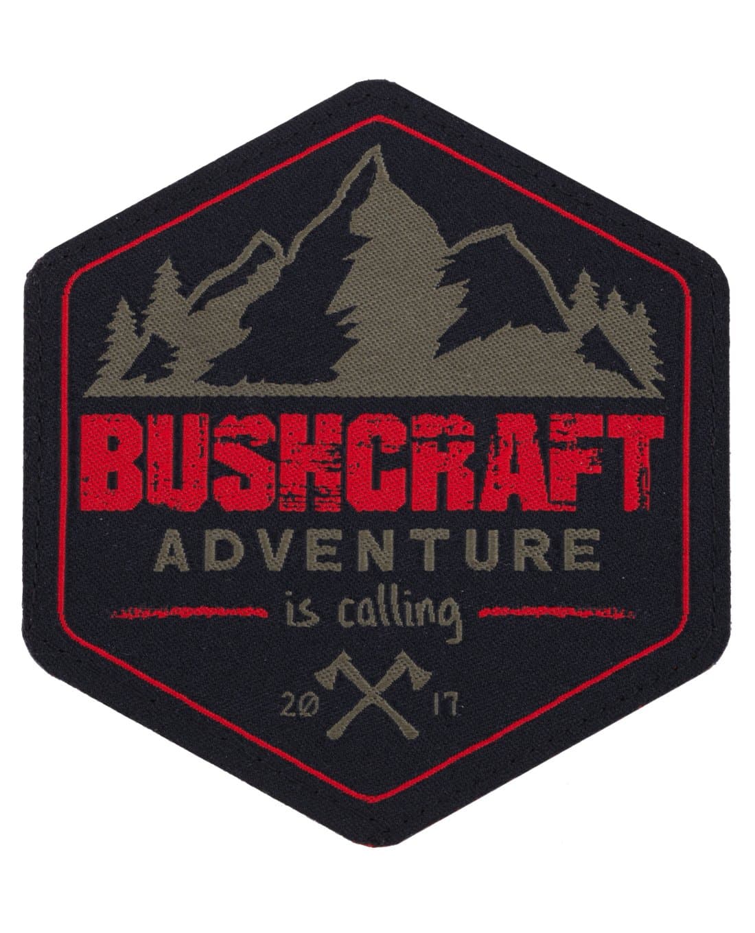 Bushcraft 2017 Fabric Sew-On Patch Badge Olive Red