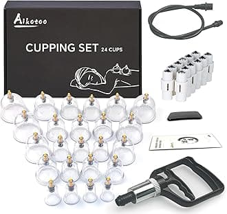 AIKOTOO Cupping Set Massage Therapy Cups Cupping Kit for Body Cellulite 24 Suction Cups