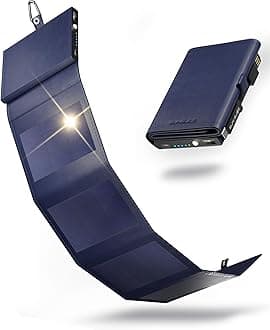 Sunslice I Photon Solar Power Bank with SunPower Technology, Pocket Phone Charger, Ideal for Camping and Hiking, Compatible with All Smartphone Brands, Blue