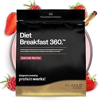 Protein Works | Diet Breakfast 360 - GOLD Innovation, On-the-Go Healthy Weight Loss Meal Replacement Shake, Added Caffeine, Low Sugar, Summer Berries, 36 Servings, 2kg