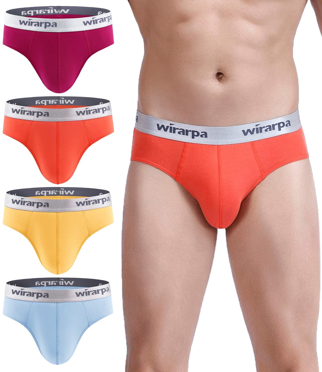 wirarpa Mens Briefs Underpants Cotton Soft Wide Waistband Underwear Basic No Fly
