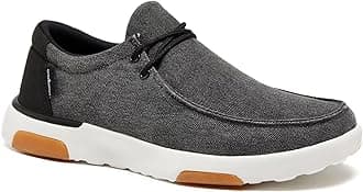 Men's Orthopedic Loafers Walking Shoes Slip On: Soft Canvas Arch Support Loafers for Plantar Fasciitis, Supportive Walking Shoes for Mens, Cushioned Loafers with Eva+Rubber Sole Black Size 10.5