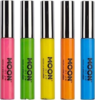 Moon Glow - Blacklight Neon Eye Liner 0.34oz Set of 5 colors – Glows brightly under Blacklights/UV Lighting!
