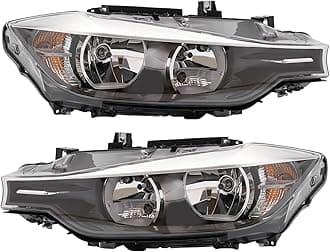 63117338710 63117338709 Pair Headlight Compatible With BMW 2012-2015 F30 320i 328i 328d 335i Base Sedan NON-xDrive/M sport Models Halogen Left and Right Without AFS (Left and Right)