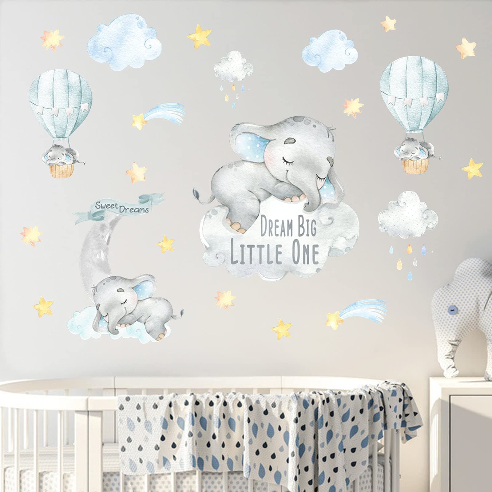 Yovkky Blue Elephant Wall Decals