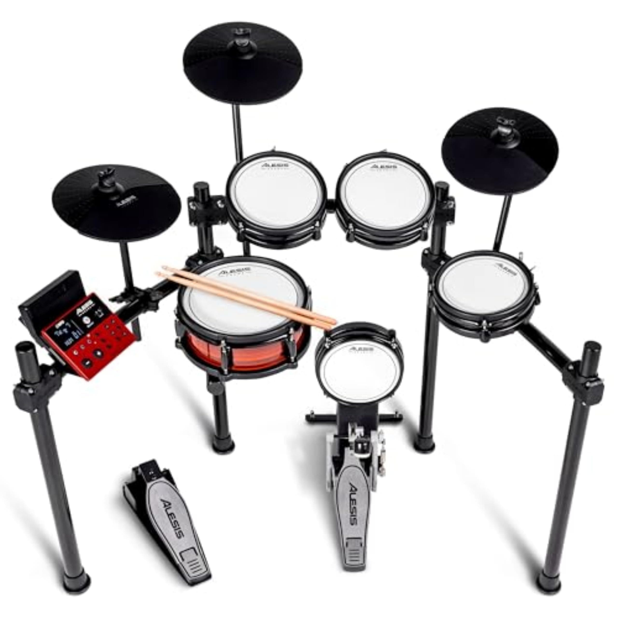 Alesis Nitro Pro Electric Drum Kit with Dual-Zone Quiet Mesh Pads, 500+ Authentic BFD Sounds, Bluetooth, Drumeo, USB MIDI, Double Kick Compatible