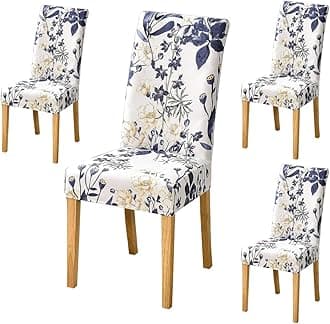 Styleys Elastic Chair Cover Stretch Removable Washable Short Dining Chair Cover Protector Seat Slipcover (Set of 4, Flower Sea, SLMC303)