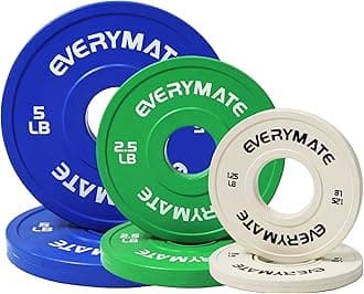 EVERYMATE Change Weight Plates Set 1.25LB, 2.5LB, 5LB, 17.5LB Fractional Bumper Plate for Cross Training and Olympic Weightlifting