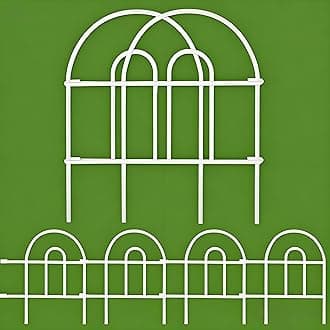 Amagabeli Garden Home-Decorative Garden Fence-Rustproof Iron Landscape Wire Folding Fencing Ornamental Border Edge Section Edging Patio Flower Bed Outdoor -45 CM(H) x43 CM(W)-35 Panels- White