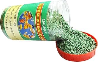 Super Spirulina Fish Pellet Food For All Tropical Fish And Aquarium Fish For Growth Color&Health Enhancing Formula For All Stages Of Fish (Seafood) Fish Food For Aquarium,Young Adult,1 Count