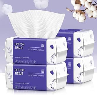 Disposable Face Towel 400 Count, Face Towels, Soft Cotton Dry Wipes Facial Cloths Towelettes for Washing and Drying, Facial Tissue for Cleansing, Skincare and Makeup Remover