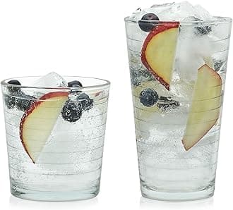 Hoops 16-Piece Tumbler and Rocks Glass Set