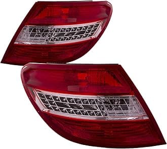 Tail Light with Curve Lighting LED Compatible with Mercedes-Benz C300 C350 C63 AMG 2008-2011 USA Built C-Class W204 Includes Left Driver and Right Passenger Side Tail Lights
