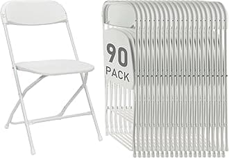 90 Pack White Plastic Folding Chairs, Portable Party Chairs, Stackable Commercial Seats with Steel Frame for Home Office Wedding Party Indoor Outdoor Events Chairs, 350lbs Capacity