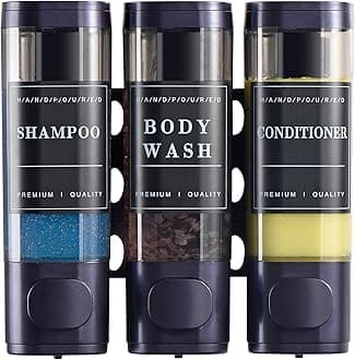 Unisense Shampoo and Conditioner Dispenser Shower Soap Dispenser 3 Chamber No Drill Wall-Mounted Shampoo Dispenser for Shower Wall Mounted Shower Dispenser for Bathroom Hotel Large Capacity,Purple