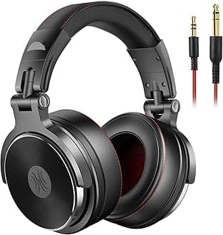 OneOdio Pro50 Hi-Res Over Ear Headphones Wired Closed-Back DJ Studio Headphones for Monitoring and Mixing, Soft Protein Leather Earcups, Noise Isolation, 90° Rotatable Housing, Portable