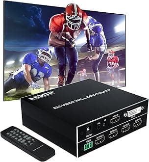 4K 2x2 Video Wall Controller Splitter (2021Version) 4X1 Quad viewer 1 HDMI/DVI Input 4 HDMI OutputTV Processor Images Stitching Video Wall Processor with RS232 Control