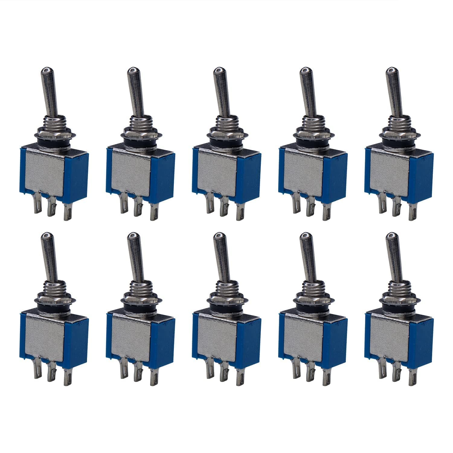 ILT Retail - (10PCS) SPDT Mini Toggle Switch 3-Pin 2 Position ON/ON Miniature Toggle Switch 6A 125V AC Toggle Switch-AMZ