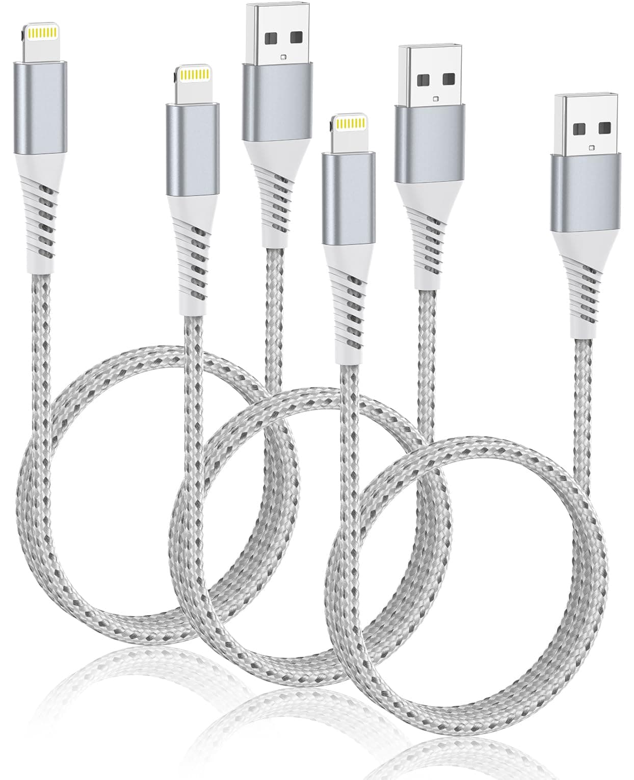 2FT Short iPhone Charger Cord 3 Pack, 2 Foot USB A to Lightning Cable Braided, MFi Certified 2 FT iPhone Cable Fast Charging for iPhone 14 13 12 11 Pro Max iPad AirPods, Short Lightning Cord for Car