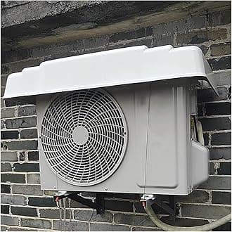 Air Conditioner Top Cover, Outside Window Ac Unit Canopy Anti Rain Snow Dust, Pvc Plastic Hard Shell With 2 Steel Rope And Tape (Color : White, Size : 95x43x14.5cm)