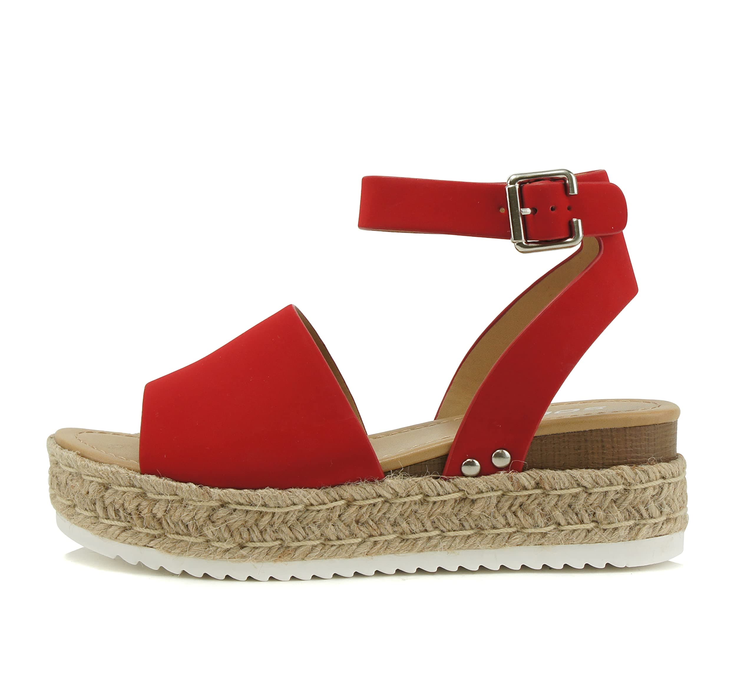 Soda Topic Open Toe Buckle Ankle Strap Espadrilles Flatform Wedge Casual Sandal