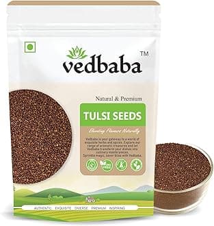 Vedbaba Tulsi Seeds for Eating - 100g | Shyama Tulsi Manjari Beej | Holy Basil Seeds (Edible) | Tukhme Rehan | Natural & NON-GMO